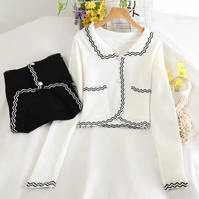 Itty Atelier - Ruby Top / Cardigan | Black and White | Top Korean Cardigan Atasan Wanita Impor Casua