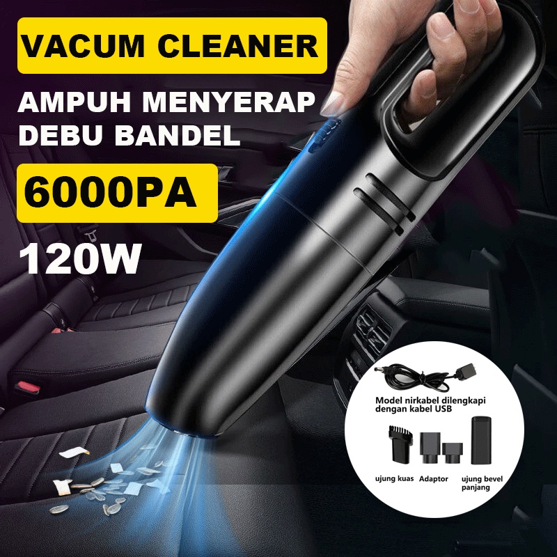 ZACRO Vacum Cleaner Penyedot Debu  mobil vakum mobil Kuat Dengan Daya  Portable Wireless Vacuum Cleaner