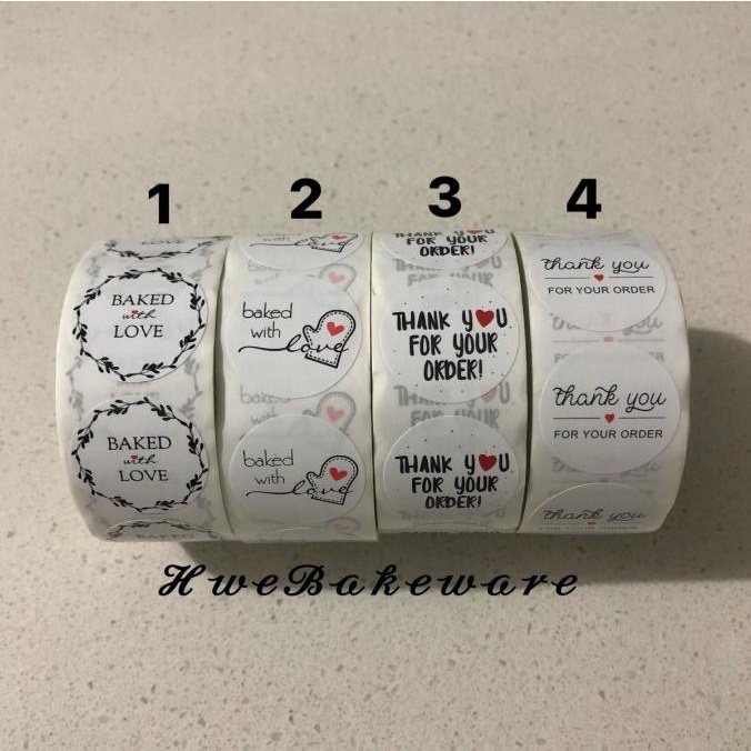 

Stiker label untuk segel / seal thank you , handmade , baked with love