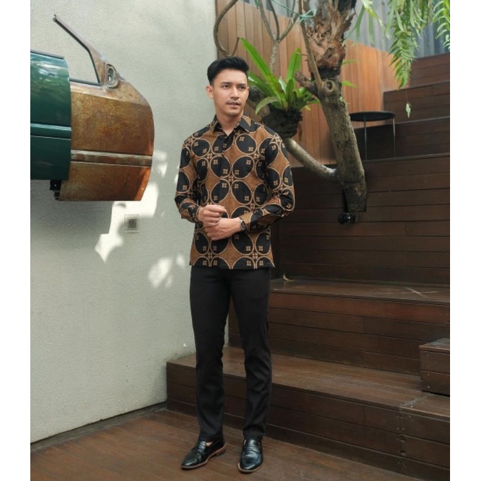 BATIK EXPRESS Kemeja Batik Pria Modern Lengan Panjang Casual Modis Slim Fit Trendy Masa Kini ALL