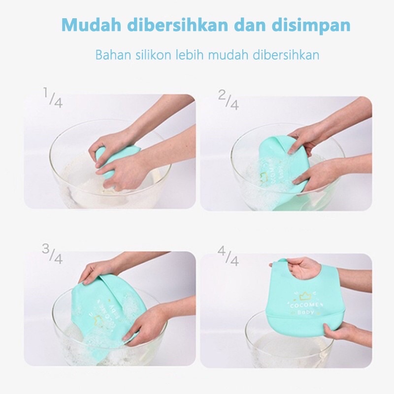 Celemek Makan Bayi BABY BIB SLABER Karet Anak Baby Burb Apron Silicon Bibs