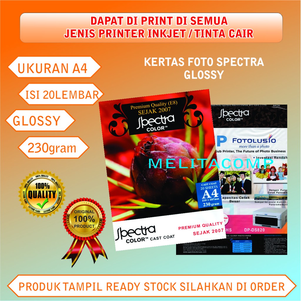 

Kertas foto paper spectra A4 glossy print inkjet 230gram grosir murah original
