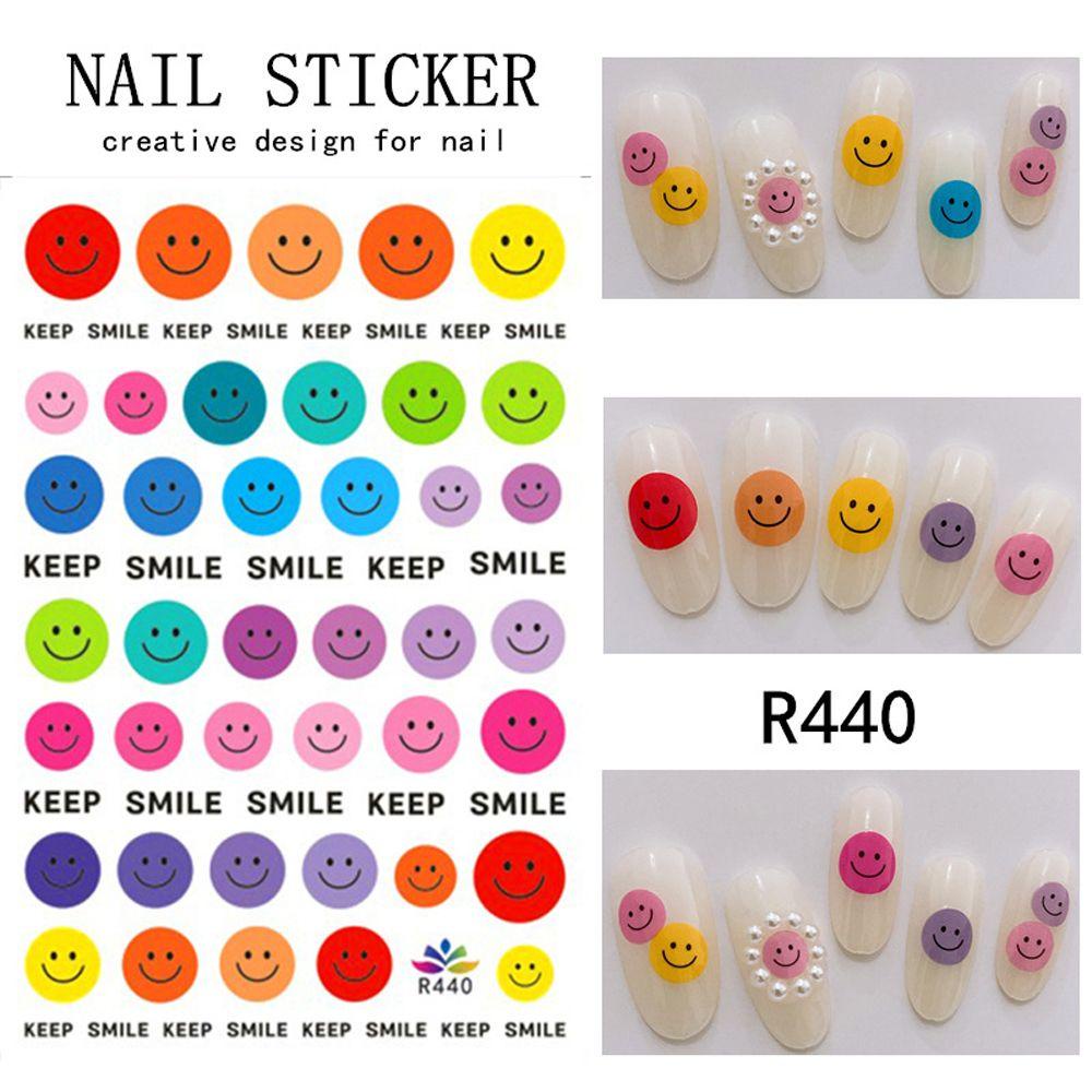 Mxbeauty 1 Lembar Stiker Kuku 3D Motif Daun / Smiley / Awan / Abstrak Untuk Aksesoris Nail Art / Manicure