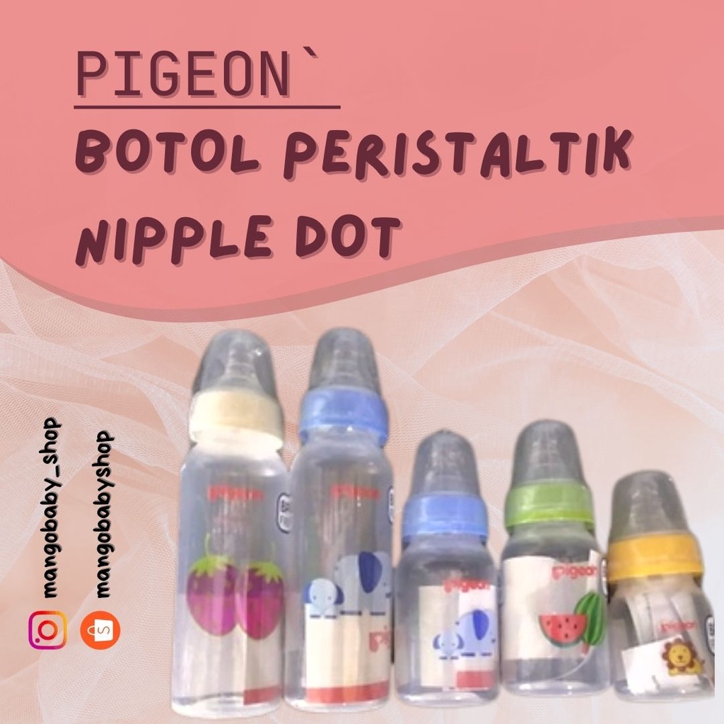 PIGEON BOTOL STANDAR POLOS DENGAN GAMBAR (TANPA DUS), botol susu bayi peristaltic nipple dot ulir tersedia ukuran 50ml 120ml 240ml