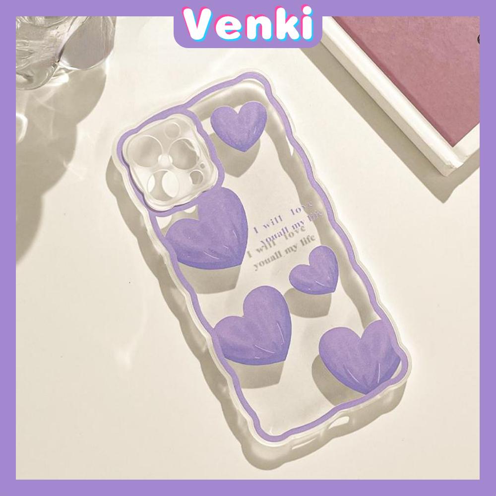 iPhone Case Silicone Soft Case Clear Case Wave Airbag Shockproof Camera Cover Protection Purple Heart Compatible For iPhone 11 iPhone 13 Pro Max iPhone 12 Pro Max iPhone 7 Plus xr