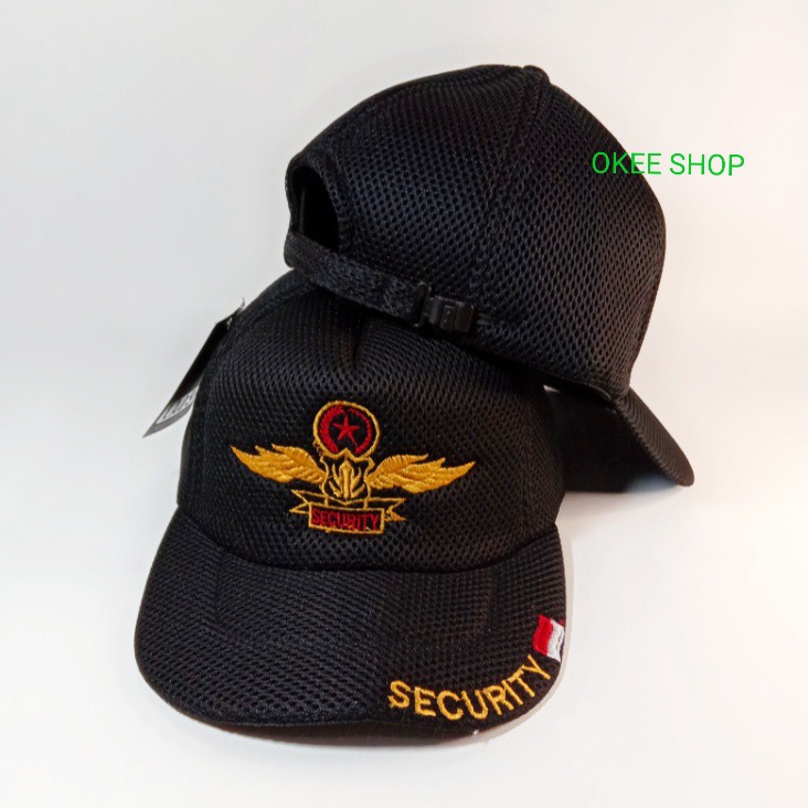 TOPI PRIA LOGO SECURITY WINGS KUNING / TOPI JARING WINGS KUNING / TERMURAH