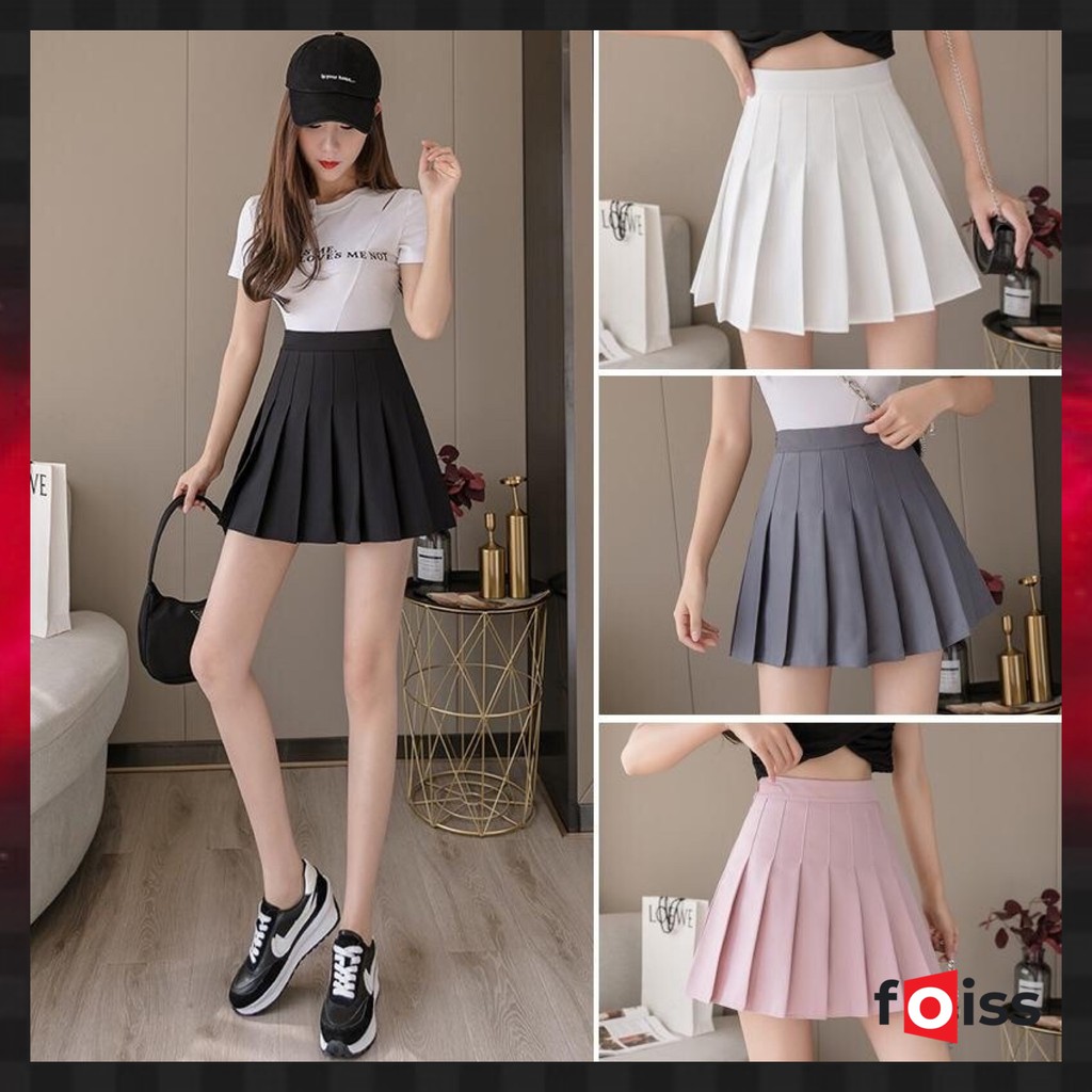 ✅𝐅𝐎𝐈𝐒𝐒® Rok Pendek Wanita Mini Skirt Korea Tennis Skirt With Inner Rok Mini 1150