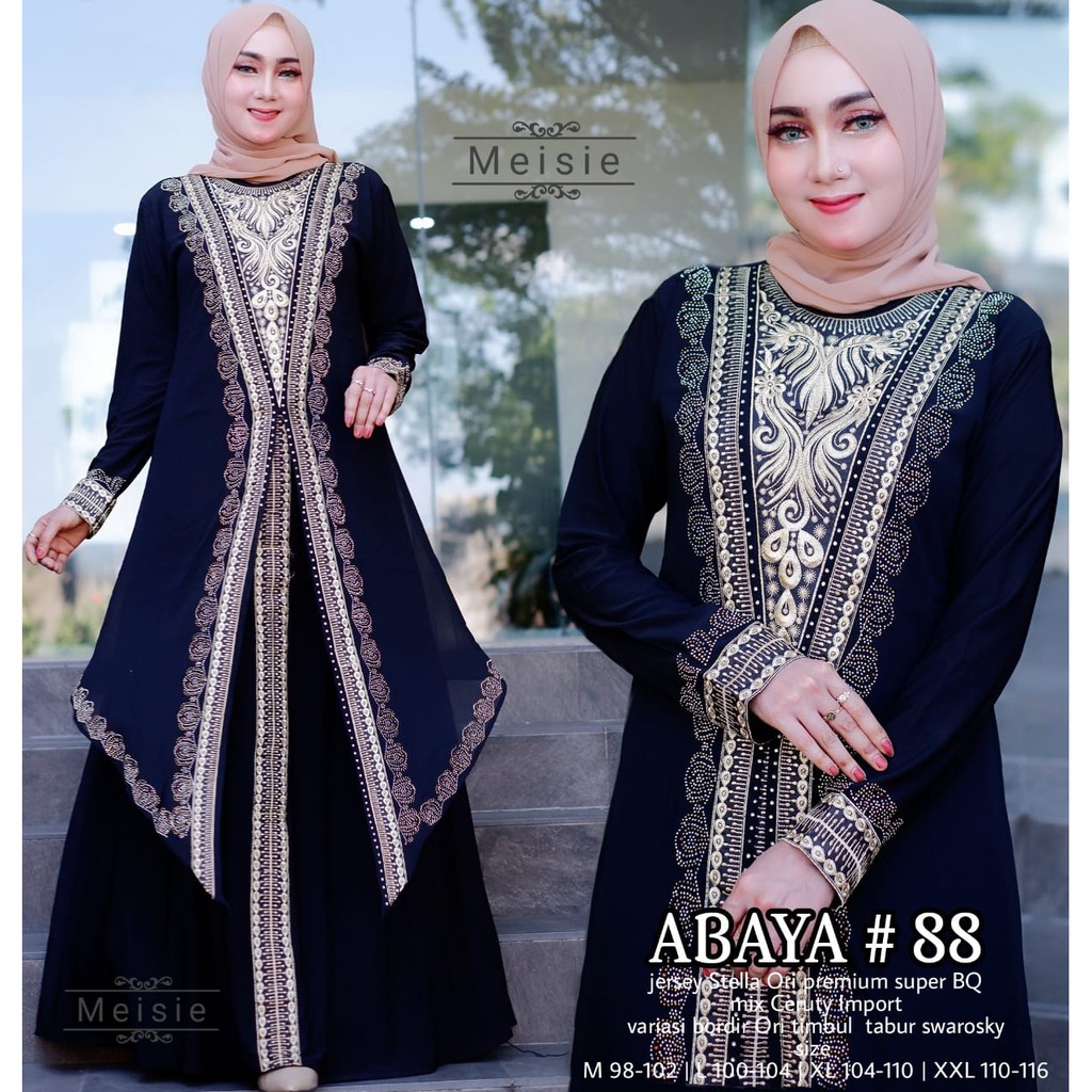 Turkey Abaya 88 Gamis Muslimah Turki Arabian Terbaru Bordir Mote Swarosky M L XL XXL ORI MEISIE