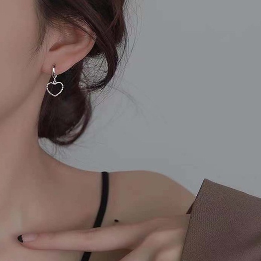 IFYOU Anting Drop Bentuk Hati Warna Silver Untuk Wanita