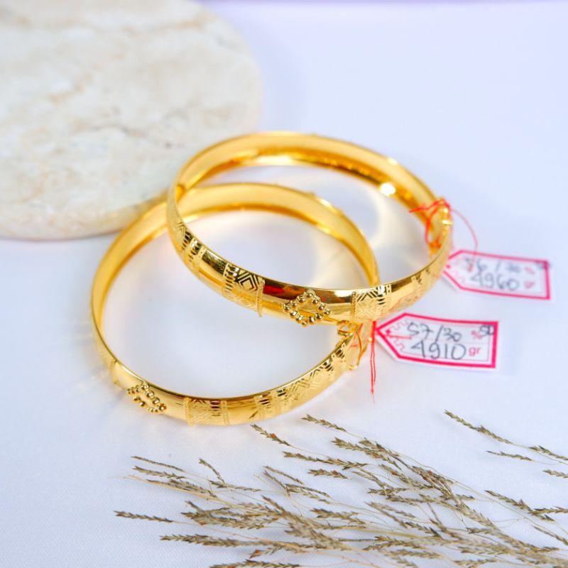 Gelang dewasa bangkok bangle emas asli 300%/6k