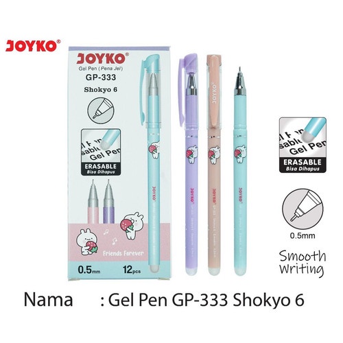 

JOYKO Gel Pen Shokyo 6 GP-333 Hitam Bisa Dihapus [ SATUAN ]