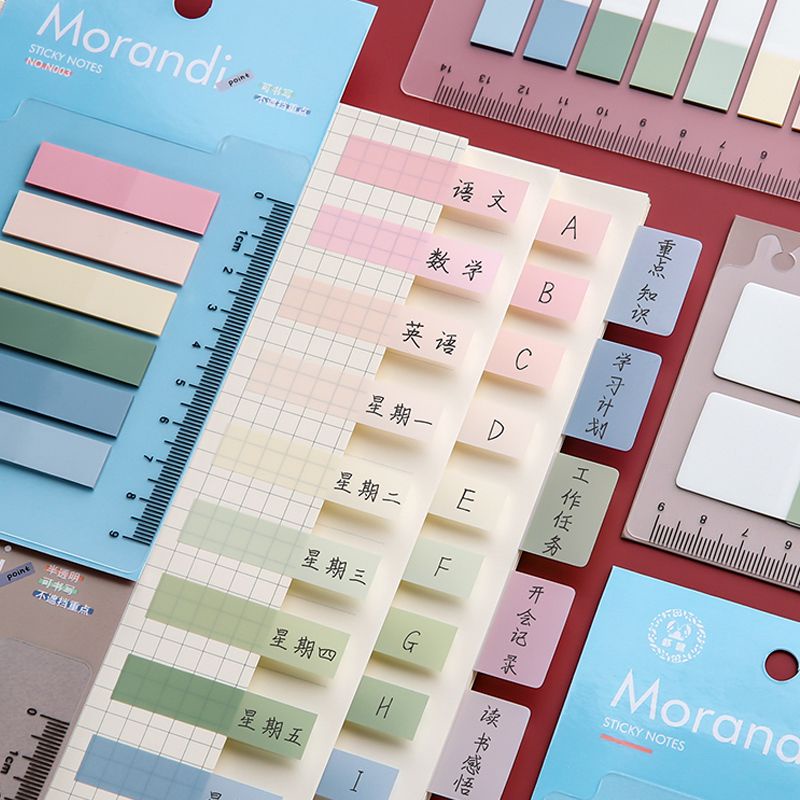 (Bisa COD) Sticky Notes Transparan Penggaris Bookmark Index Penanda Halaman Warna Pastel