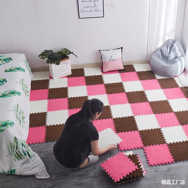 KARPET LANTAI PUZZLE DEKORASI KESET RUMAH UKURAN 30X30 CM BULU TEBAL POLOS FOAM HALUS