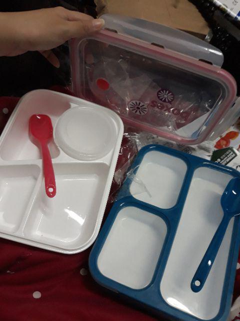 Yooyee Sekat 4 Sup Lunch Box Sekat 4 Sup Yooyee 415 + 5 Pcs Sponge Spon S1