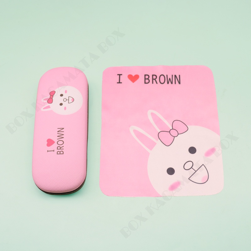 GROSIR/box Tempat Kacamata Hardcase Cepuk Magnet +Lap Microfiber Karakter Lucu CC1