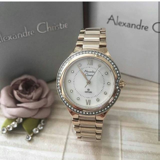 Jam Tangan Wanita Alexandre Christie AC 2665 Saphire Soft Rosegold Original