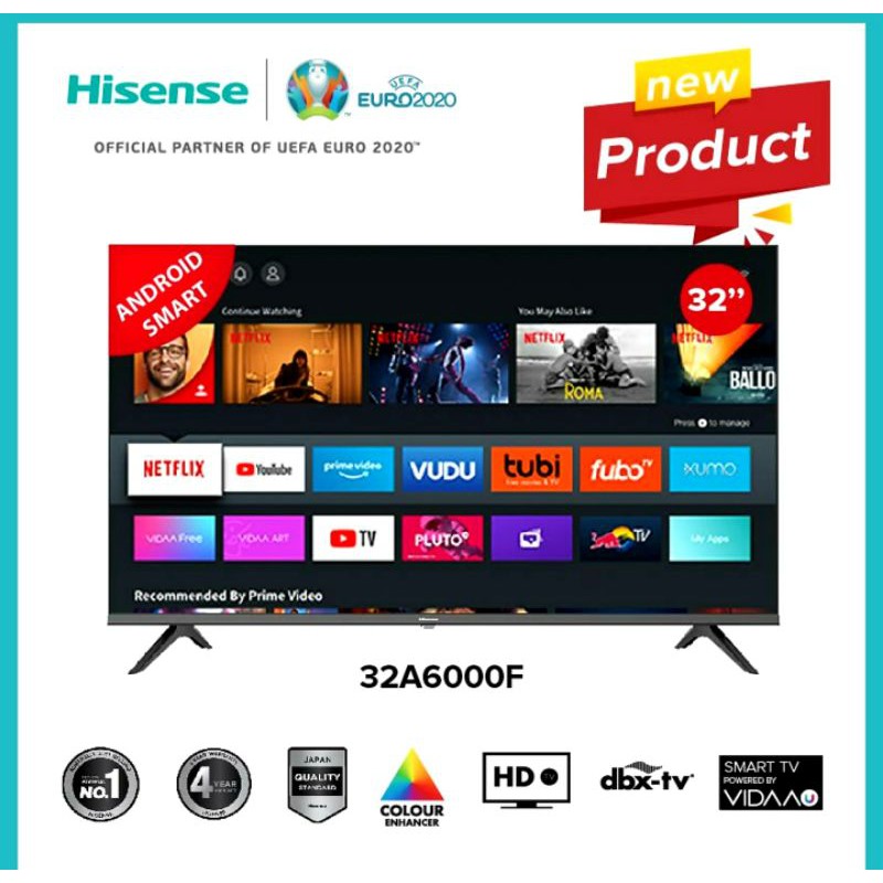 Led Tv 32 Inch Hisense 32A6000F Smart Android 9.0 Hd Tv Netflix