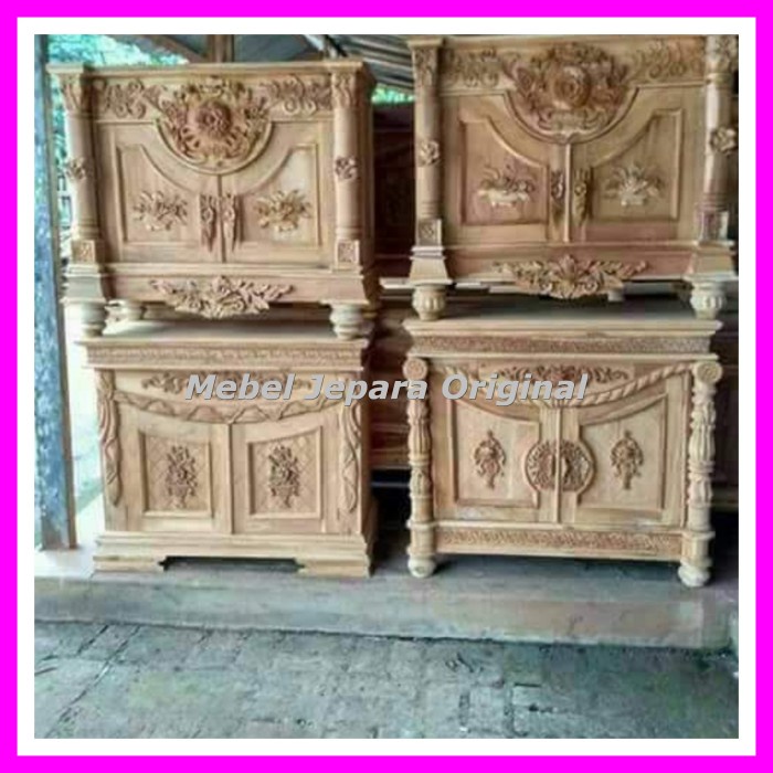 Meja Tv Full Ukir Jati - Bufet Lemari Hias Kecil Kayu Jati Mentahan Murah