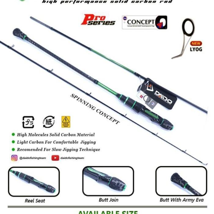 Joran DAIDO Green Hell Pro Series SPINNING CONCEPT 198cm PE 0.8-2-4 - Hijau, PE 1-3(15Kg)