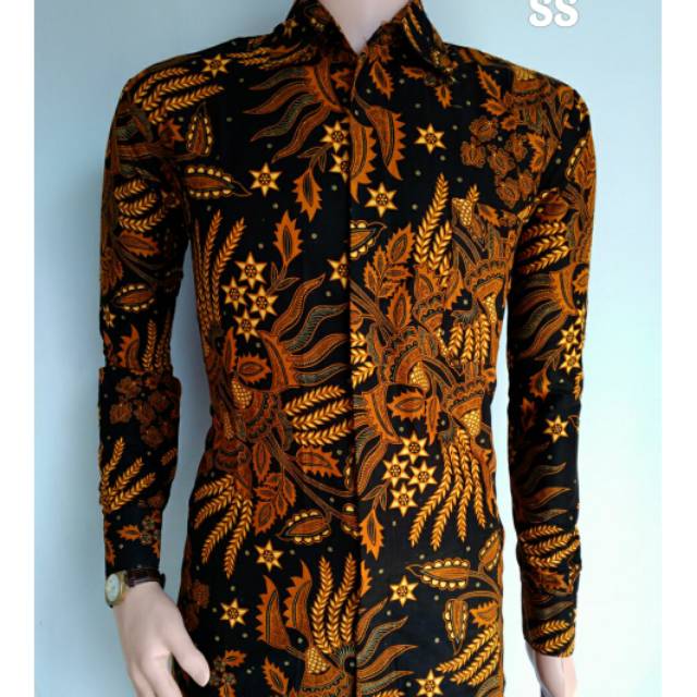 Baju batik kemeja sogan manggar lengan panjang grosir murah fashion atasan kerja batam tanah abang
