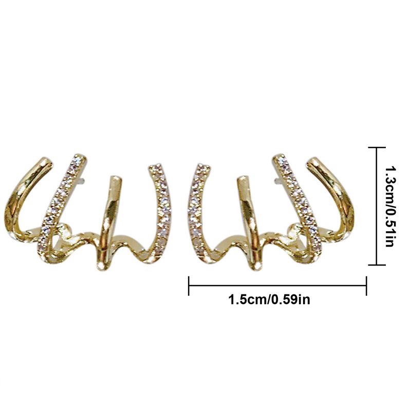 Anting Tusuk Gantung Bahan Metal Desain Geometri Hias Kristal Berkilau Gaya Korea Untuk Wanita