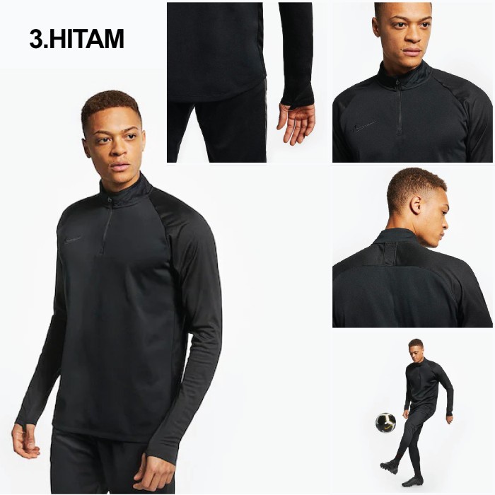 601dh Baju Training Lengan Panjang Kaos Sepeda Nike Dry Fit Strike Drill Gym - 1Htam Motf Slim, S