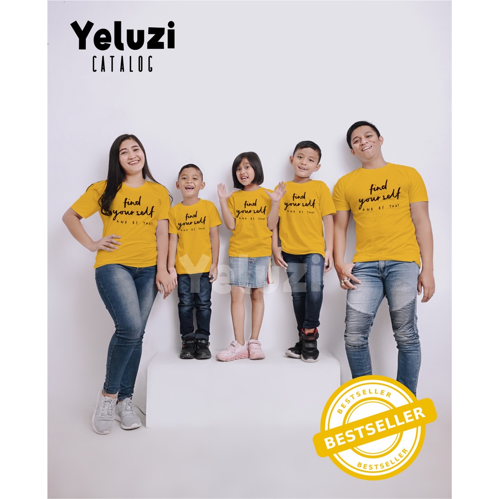 find your self Kaos atasan Couple Oblong baju sarimbit Keluarga kuning busuk yeluzi