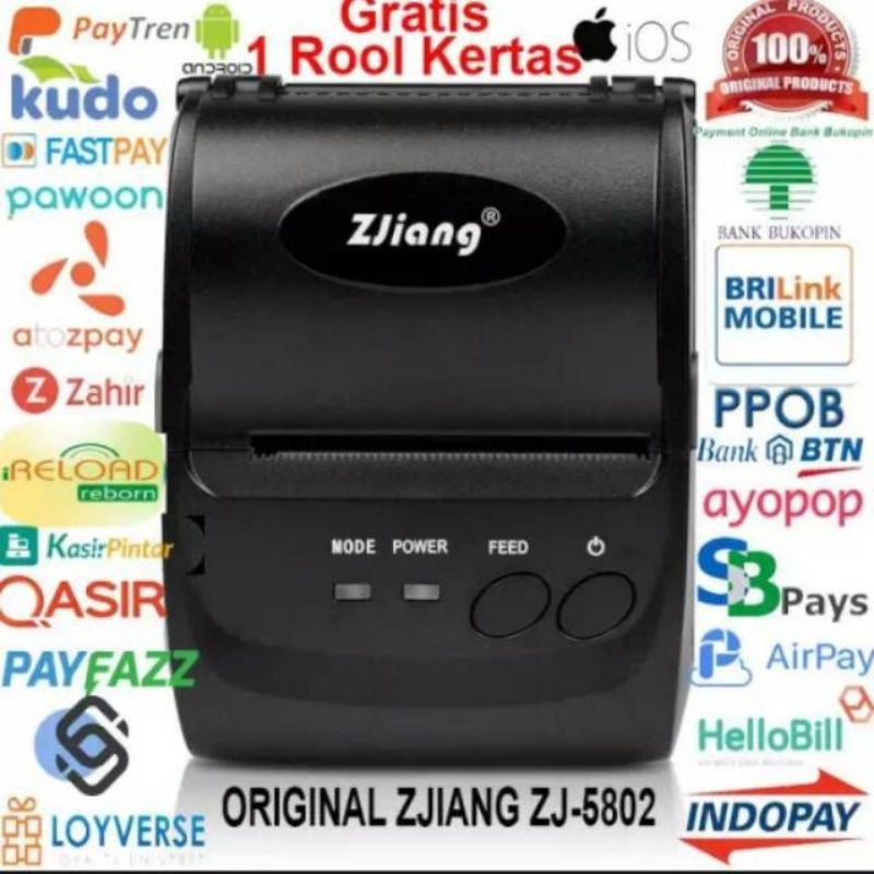 mesin printer bluetooth handphone android meja kasir mini Zjiang ZJ-5802