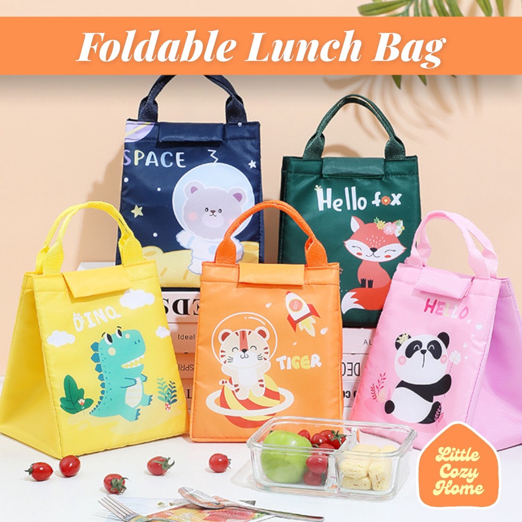 Waterproof Foldable Lunch Bag / Karakter Binatang / Tas Bekal Makanan Anak Anti Air / Cooler Bag Children Lunch Box Aluminium Foil