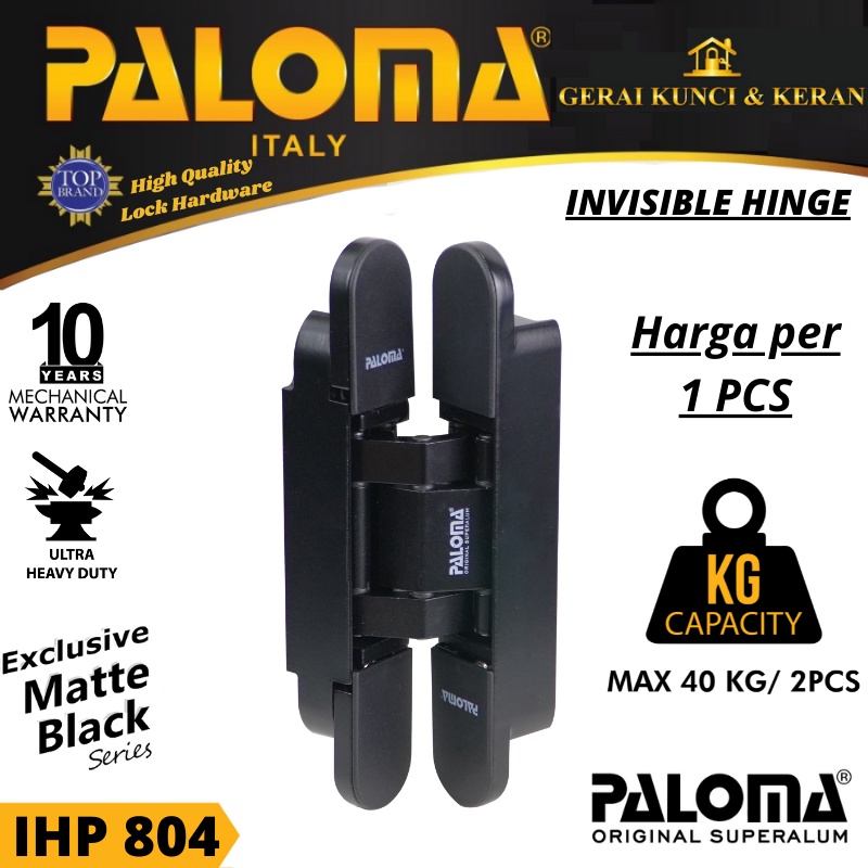 PALOMA IHP 804 INVISIBLE HINGE ENGSEL TANAM P40 HITAM MATTE BLACK