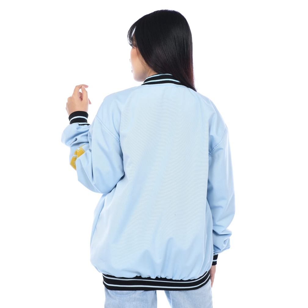 Jaket Varsity Perempuan Keren Terlaris Unisex A247 Baby Blue Dan Pink