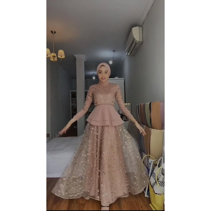 Size L XL XXL / Gamis Pesta / Gamis Jumbo / Maxi Dress / Gamis Tile / Gamis Maxi Brokat Yumna Baju G