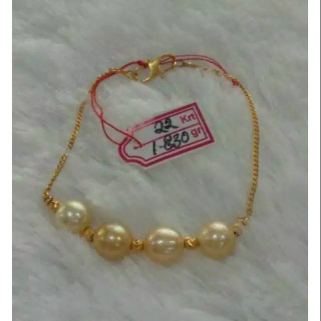 Gelang emas22 karat mutiara air laut lombok asli bersertifikat