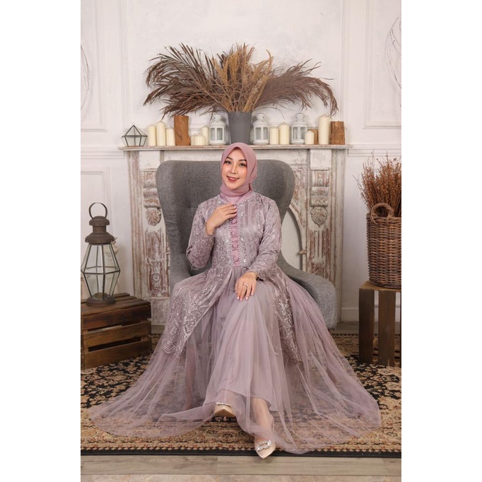 Dress Hayfa FM / Kebaya Gamis Modern / Kebaya Gamis Kondangan / Gamis Pesta Mewah / Gamis Modern / Gamis Brukat / Gamis