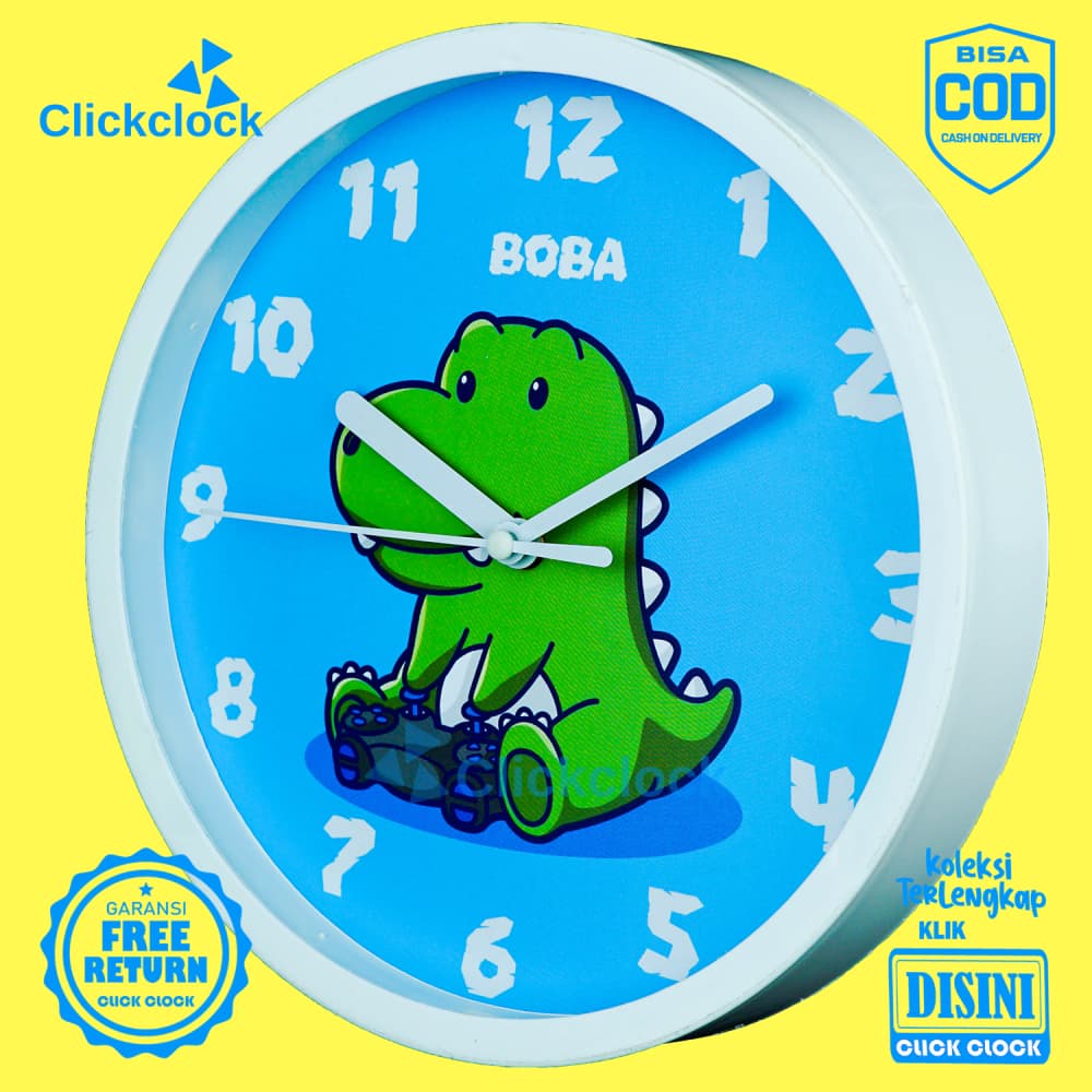 Jam Dinding Analog Animal Dino Play Game Boba BB1118 Besar Dekorasi Dinding Murah