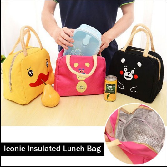 Kiosbarangunik - Iconic Insulated Lunch Bag Tas Bekal Makanan Wajah Kartun (gn81)