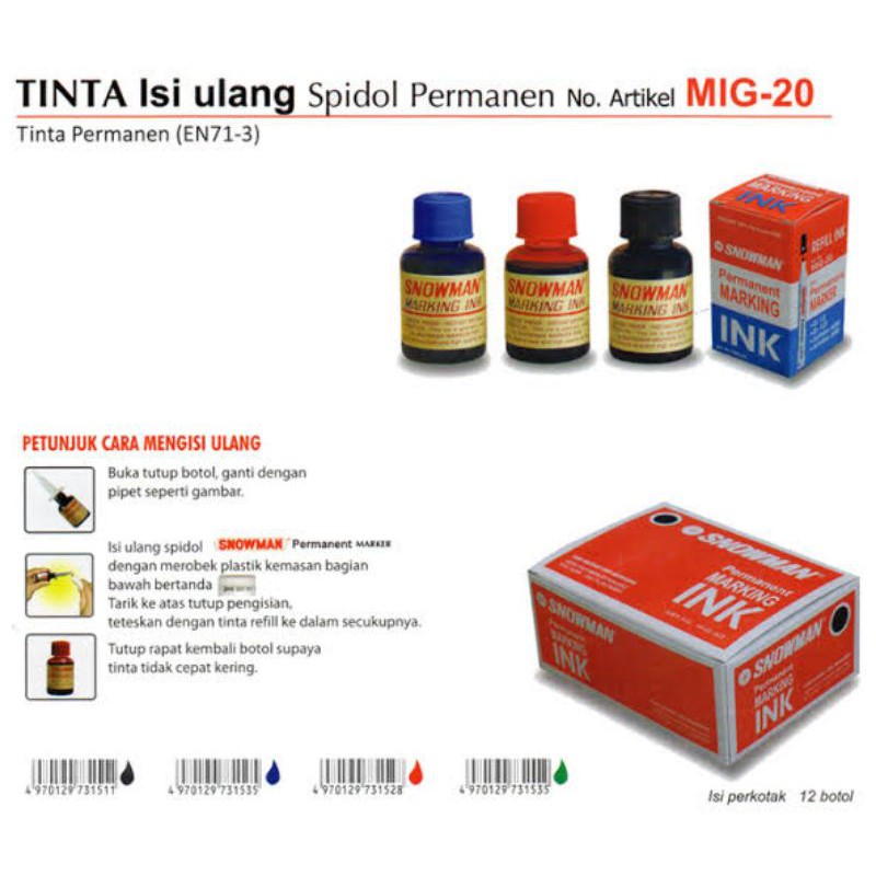 

Snowman refill isi tinta spidol permanent - Permanent marker ink