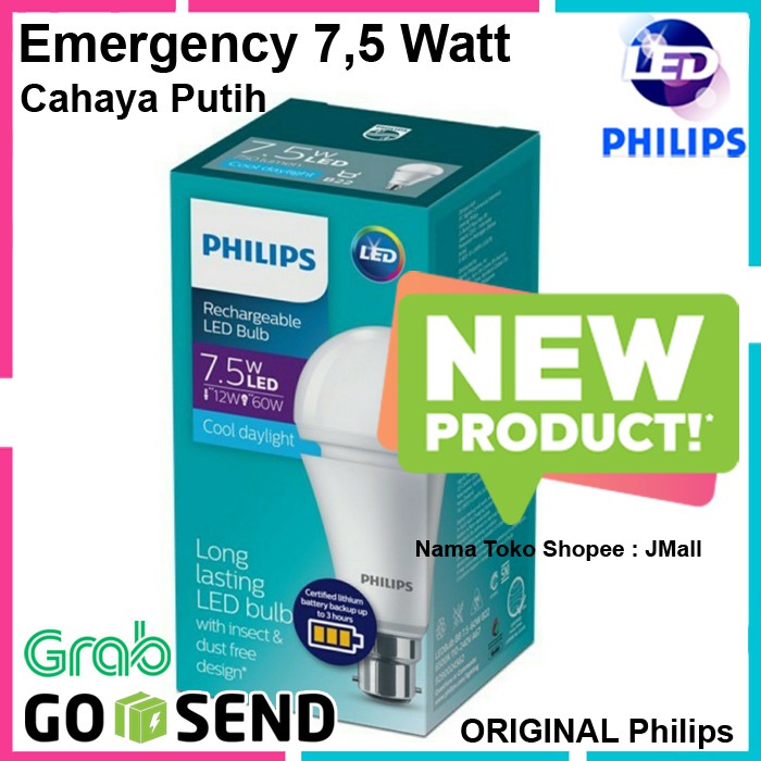 Bohlam Lampu Emergency Philips LED 7,5 Watt Lampu Darurat Mati Lampu Led Philips Emergency Lamp 7,5W