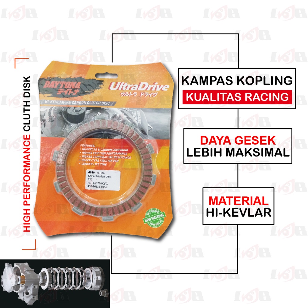 Daytona Kampas Plat Kopling R15 Byson 45P Clutch Racing Parts Yamaha Ultradrive 4 Lembar