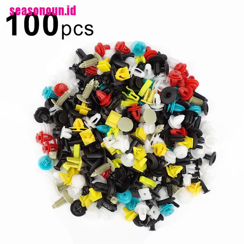 100 Pcs / set Paku Keling Pengencang Pintu Mobil Universal Bahan Plastik