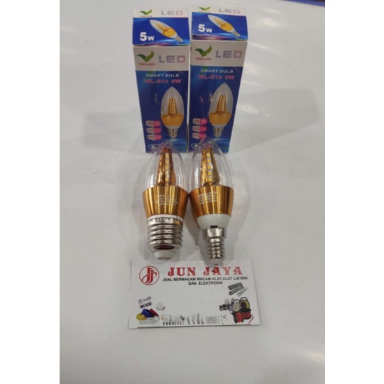 Lampu candle led/bohlam jantung led 5watt E14 dan E27 putih-kuning
