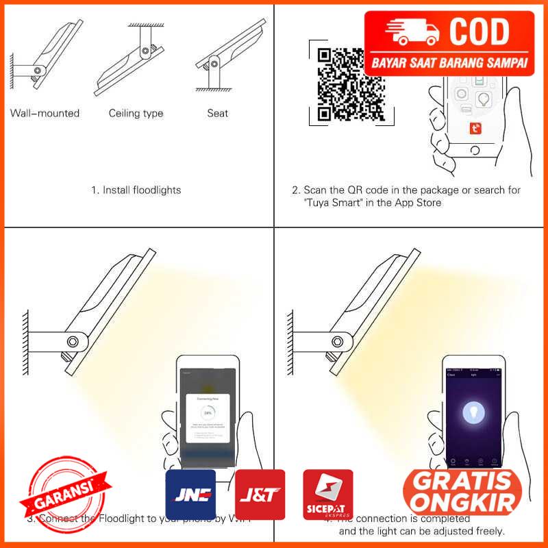 Lampu Sorot LED Flood Light WiFi 50W RGB