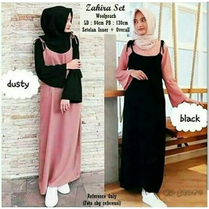 gamis lebaran Terbaru ZAHIRA SET 2IN1 Wolfis Model Baju Wanita Terbaru Trendy Dengan Motif Tali Ikat