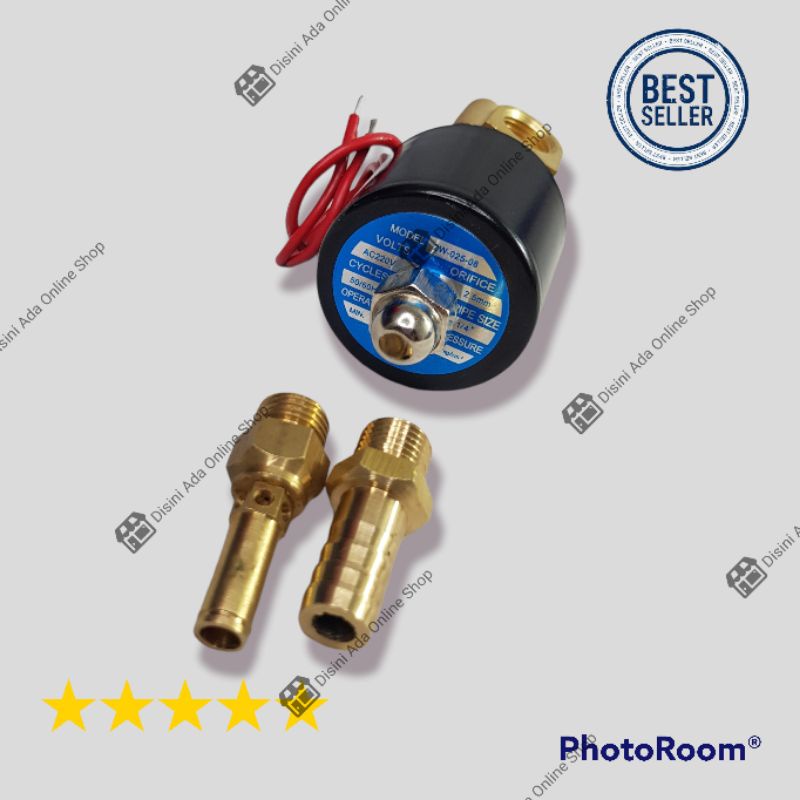 Selenoid Valve 1/4 Gas Konversi Gas Dryer Laundry Komplit Nepel + Spuyer