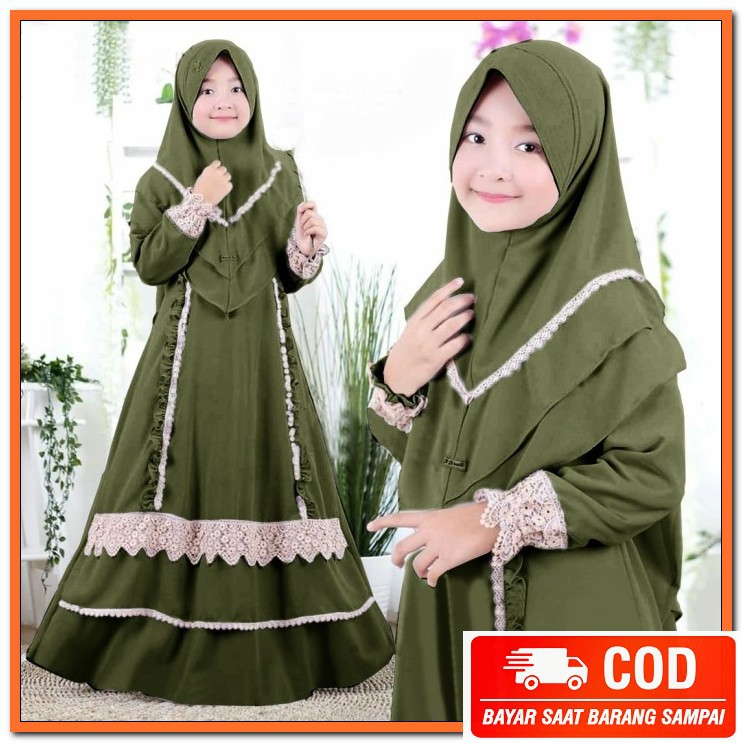 Baju Gamis Anak Perempuan Bahan Kaos Terbaru 2021 Murah Terbaru M Th523 Uzdah Syari Kid Army Baju Shopee Indonesia