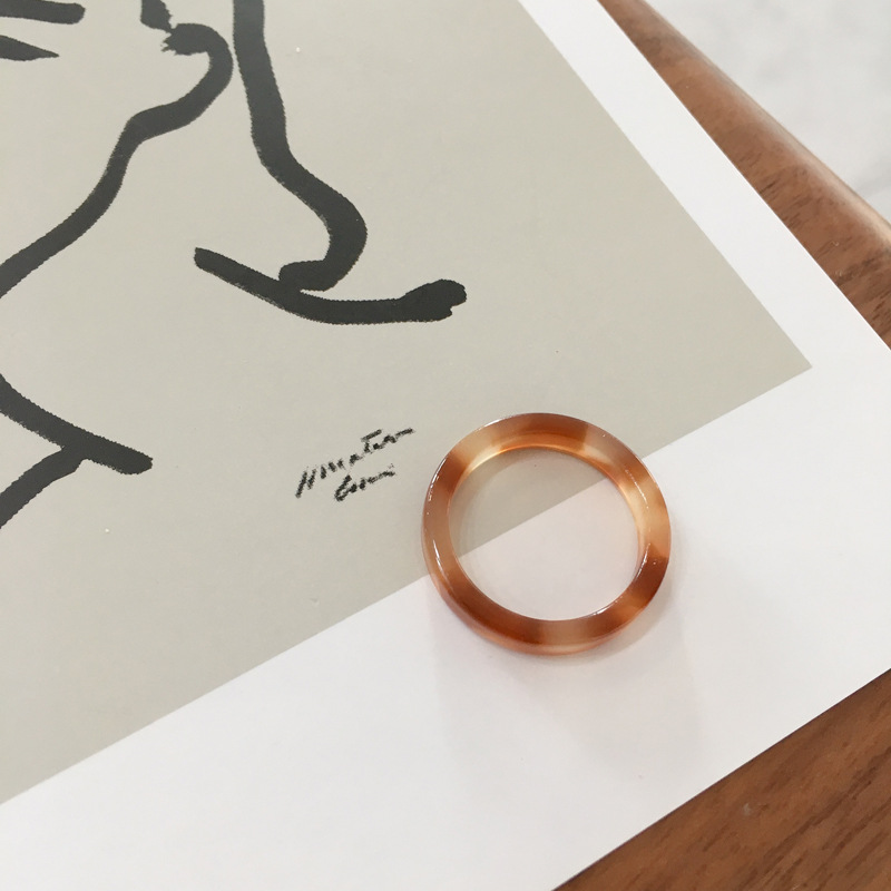 Cincin Amber Asetat Warna Campur Gaya Retro Korea Minimalis Untuk Unisex