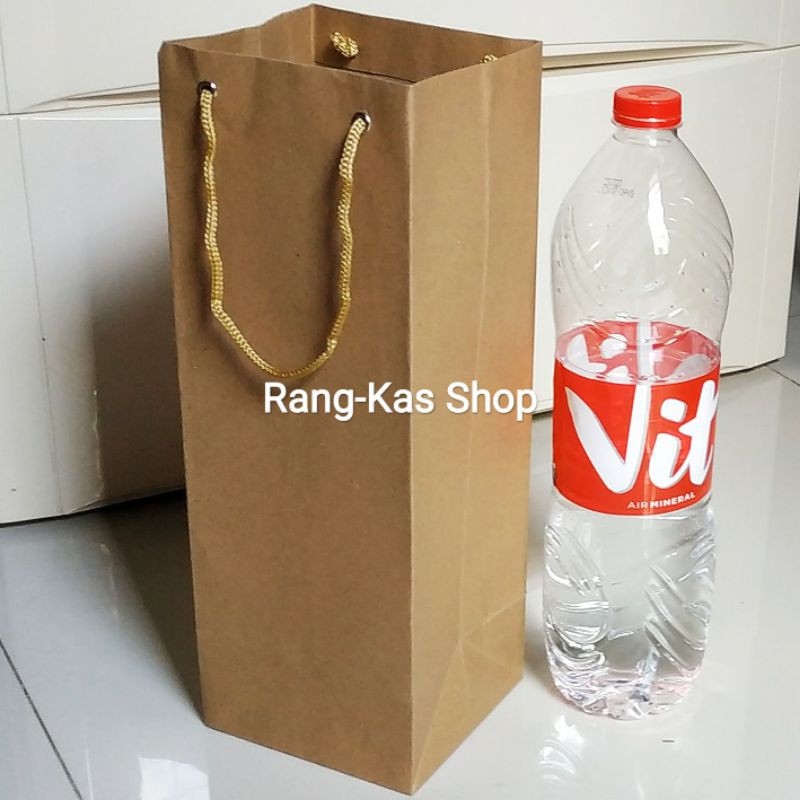 

Paperbag Botol Wine / Madu samson coklat polos doff