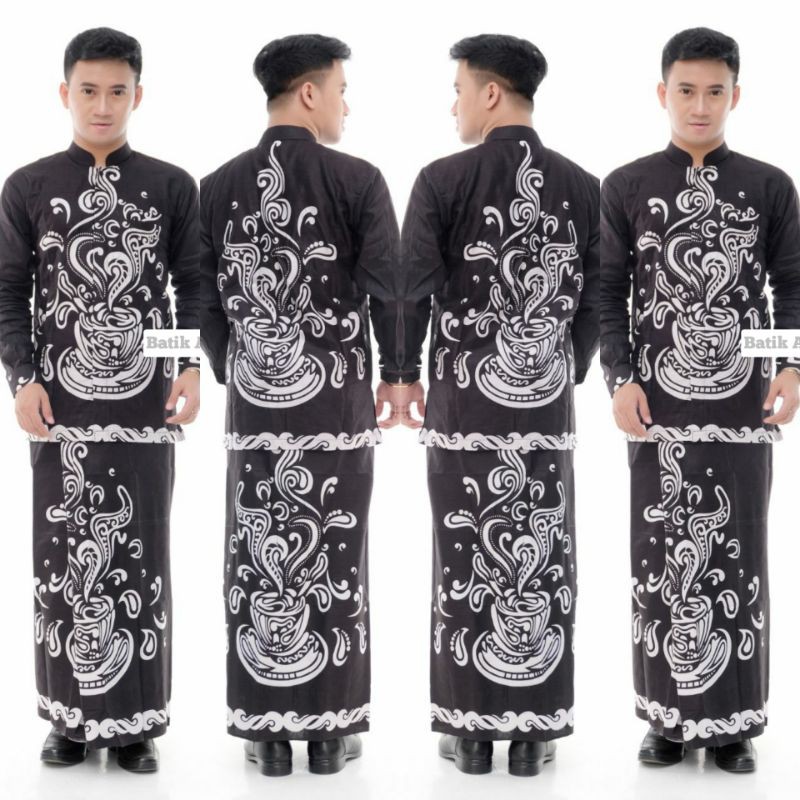 SET SETELAN SARUNG KOKO KEMKO BATIK MOTIF KOPI SEDUH DAN GUNUNGAN WAYANG SERIES BAJU MUSLIM ETHNIC