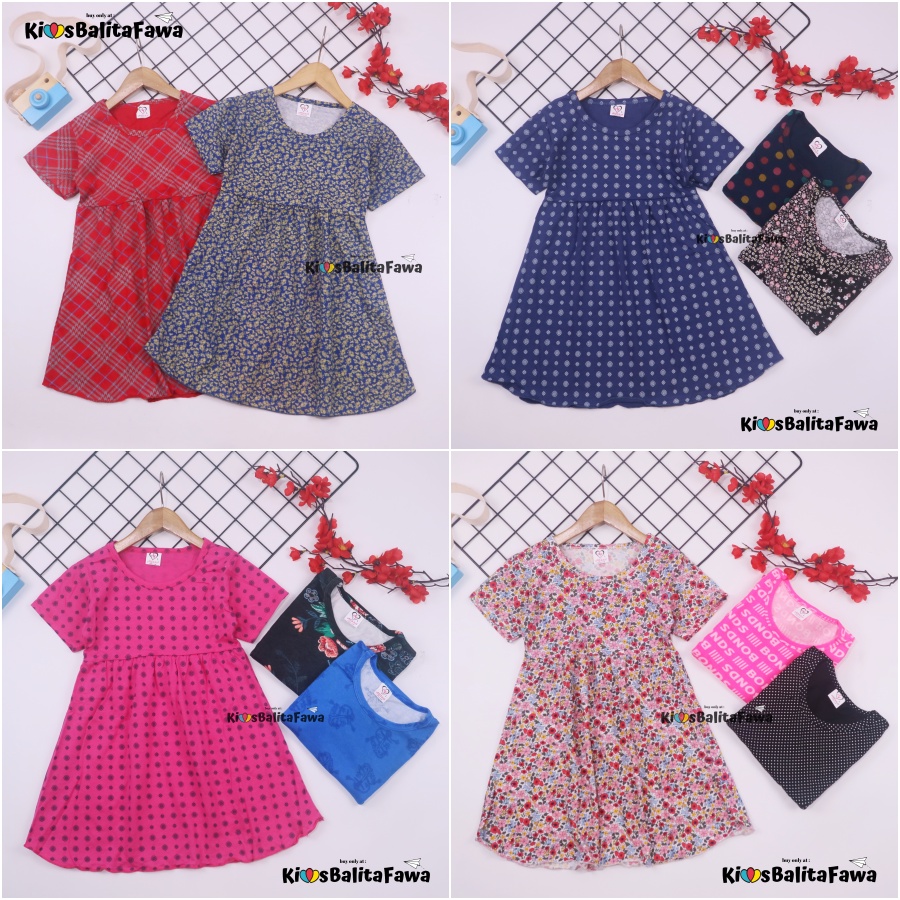 Dress Thalia 4-5 Tahun / Kaos Harian Dres Lengan Baju Tidur Balita Anak Perempuan Adem Cewek Murah