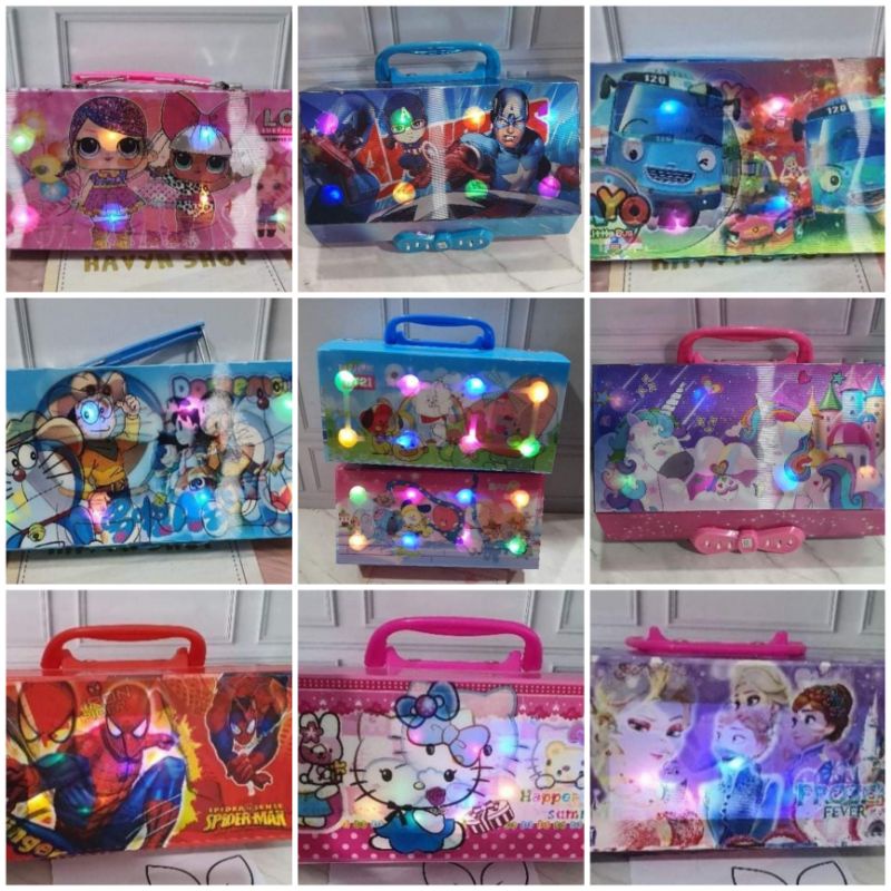 

Tempat Pensil Tingkat LED Nyala